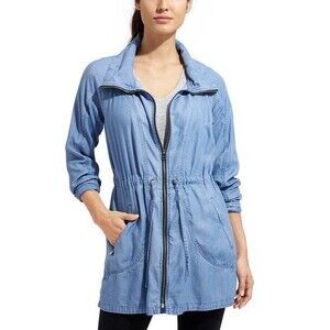 Athleta Women Large Jacket Switchback Tencel Worn In Chambray Full Zip Utility